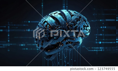 Futuristic artificial intelligence concept brain AI 123749555