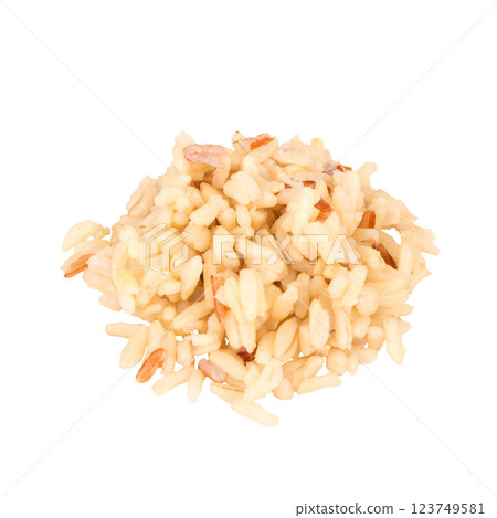 mixed red jasmine brown rice and barley isolated on white background pile 123749581
