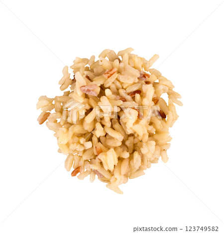 mixed red jasmine brown rice and barley isolated on white background pile 123749582