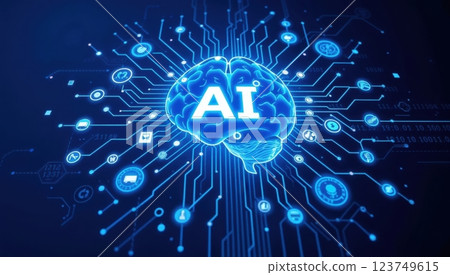 Futuristic artificial intelligence concept brain AI 123749615