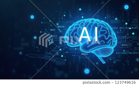 Futuristic artificial intelligence concept brain AI 123749616
