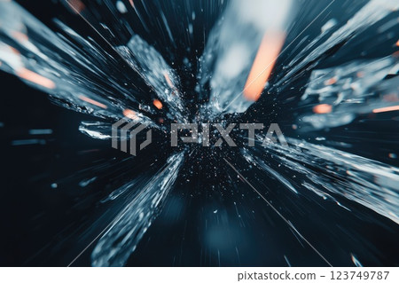 Shattered Glass Explosion with Bright Lines Shattered Glass Explosion with Bright Lines 123749787