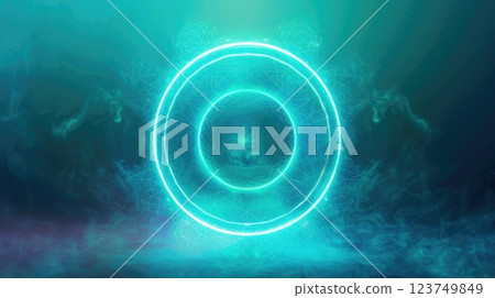 A blue circle with a green glow surrounding it 123749849