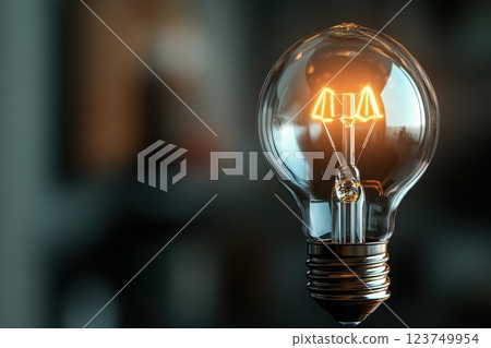Creative Concept of a Glowing Lightbulb With Intricate Filament Design in Focus Creative Concept of a Glowing Lightbulb With Intricate Filament Design in Focus 123749954