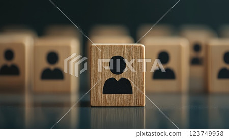 Minimalistic Wooden Block Arrangement for Clean Aesthetics 123749958