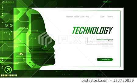 Technological digital AI concept. Vector landing page. 123750039