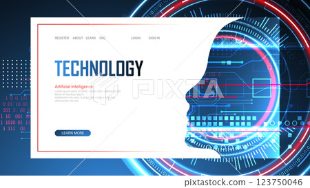 Technological digital AI concept. Vector landing page. Technological digital AI concept. Vector landing page. 123750046