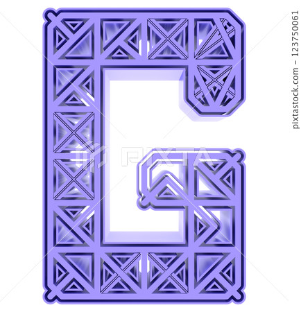 3D rendered illustration. Decorative blue letter. Art lettering. 123750061