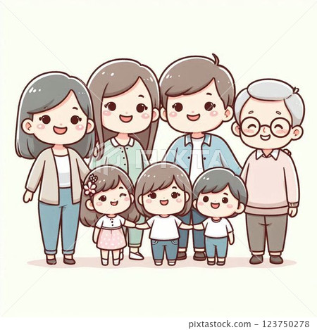 Group photo of seven family members 123750278