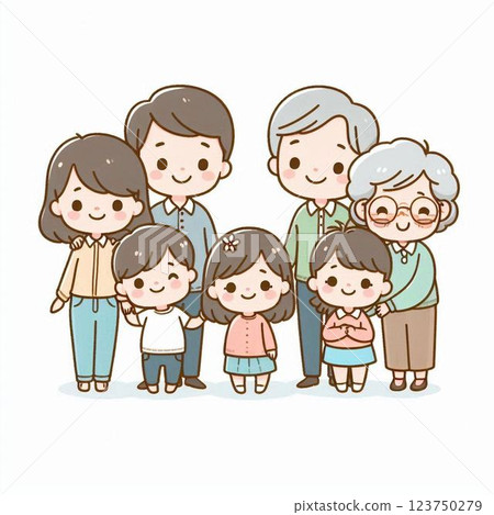 Group photo of seven family members 123750279