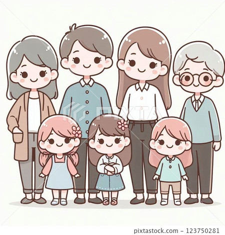 Group photo of seven family members 123750281