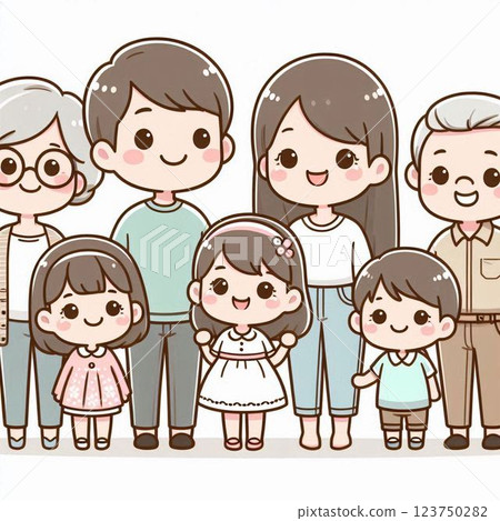 Group photo of seven family members 123750282