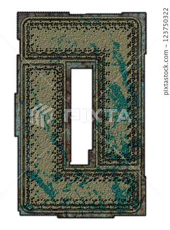 3D rendered illustration. Decorative grunge letter. Art font lettering. 3D rendered illustration. Decorative grunge letter. Art font lettering. 123750322