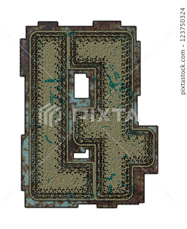 3D rendered illustration. Decorative grunge letter. Art font lettering. 3D rendered illustration. Decorative grunge letter. Art font lettering. 123750324