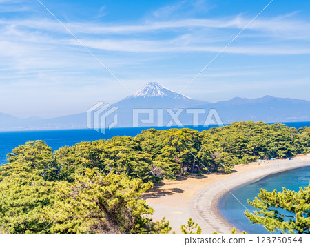 [Shizuoka Prefecture] Mount Fuji over Cape Mihama in Nishiizu Toda 123750544