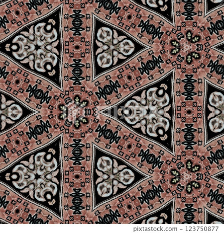 Modern geometric floral design for textile, floor tiles, digital paper print. Persian carpet design with tribal texture. Traditional Turkish pattern for throw pillow, rug, carpet, and fabric printing 123750877