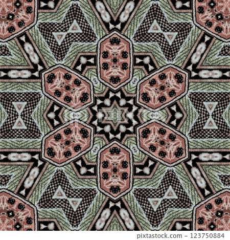 Modern geometric floral design for textile, floor tiles, digital paper print. Persian carpet design with tribal texture. Traditional Turkish pattern for throw pillow, rug, carpet, and fabric printing Modern geometric floral design for textile, floor tiles, digital paper print. Persian carpet design with tribal texture. Traditional Turkish pattern for throw pillow, rug, carpet, and fabric printing 123750884