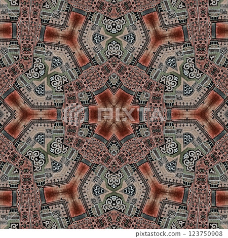 Modern geometric floral design for textile, floor tiles, digital paper print. Persian carpet design with tribal texture. Traditional Turkish pattern for throw pillow, rug, carpet, and fabric printing Modern geometric floral design for textile, floor tiles, digital paper print. Persian carpet design with tribal texture. Traditional Turkish pattern for throw pillow, rug, carpet, and fabric printing 123750908