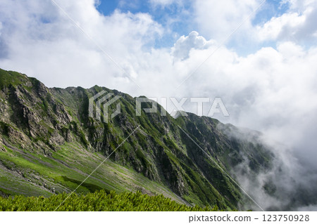 Summer mountain climbing Southern Alps scenery 123750928