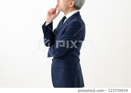 A man hitting his hands on his chin A man hitting his hands on his chin 123750934