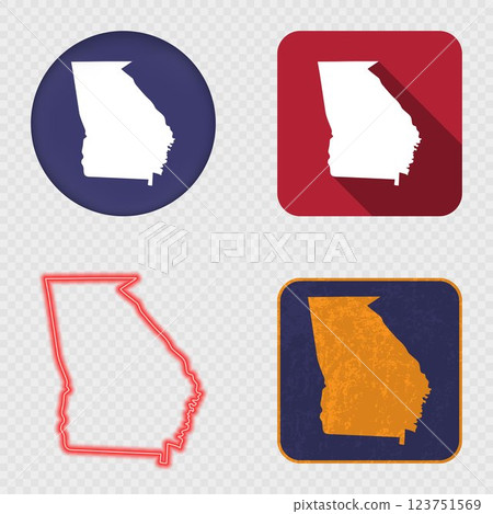 Georgia State Map Icons Collection 123751569