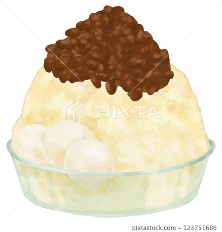 玻璃碗裝牛奶金時刨冰(米粉糰+紅豆餡) 玻璃碗裝牛奶金時刨冰(米粉糰+紅豆餡) 123751686