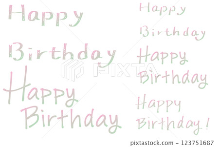 Set of handwritten letters "Happy Birthday". Colorful gradient. 123751687