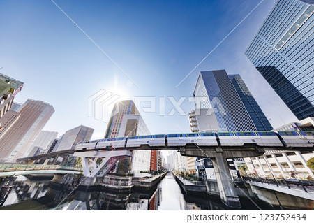 Tokyo city lined with huge buildings 123752434