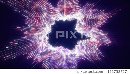 Abstract purple stream of light with digital textures, creating a dynamic energy effect in a dark space Abstract purple stream of light with digital textures, creating a dynamic energy effect in a dark space 123752727
