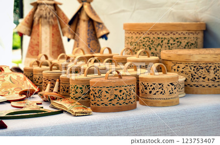 Intricate Birch Bark Boxes 123753407