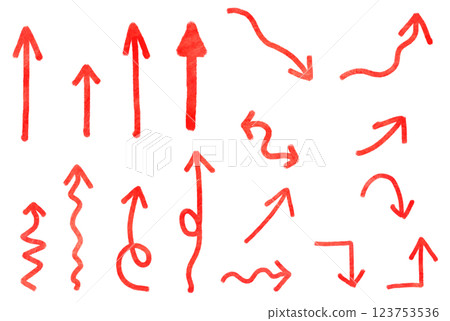 粗略手繪的透明背景紅色箭頭 123753536