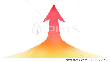 從正面延伸到頂部的漸變箭頭，透明背景 123753542