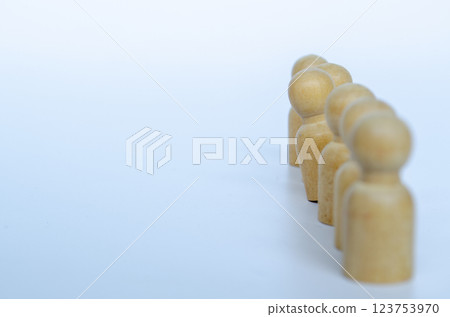 Speak up culture. A wooden figure is giving his or her opinion or view 123753970