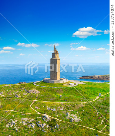 View of the Tower of Hercules, A Coruna, Galicia, Spain 123754074