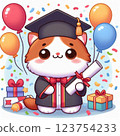 Cute cat birthday cake 123754233