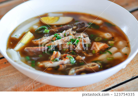 noodles , Chinese noodle or pork noodle or Thai noodles 123754335