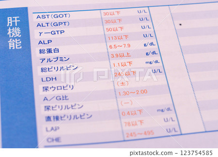 Health checkup results and numerical values: blood pressure, metabolic rate, blood, good and bad cholesterol, gamma GTP, etc. Health checkup results and numerical values: blood pressure, metabolic rate, blood, good and bad cholesterol, gamma GTP, etc. 123754585