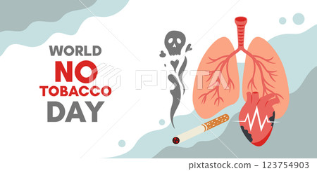 World No Tobacco Day. Banner vector template. lungs, heart, cigarette. World No Tobacco Day. Banner vector template. lungs, heart, cigarette. 123754903