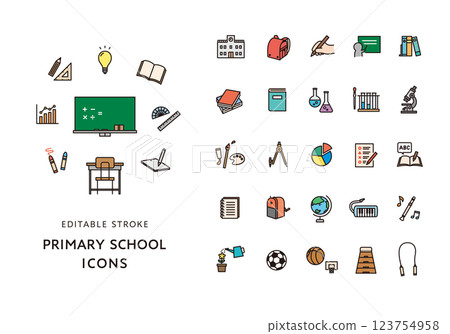 Icon set related to elementary school classes (color) 123754958