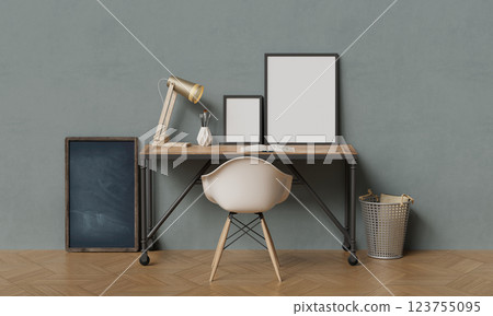 Room Interior Picture Frame Mock up. 3D Rendering 123755095