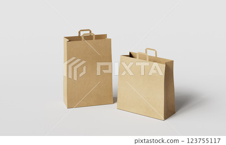 Paper Shopping Bag Mock up. 3D Rendering 123755117