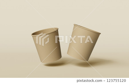 Recycle Cardboard Paper Cup Mock up. 3D Rendering 123755120