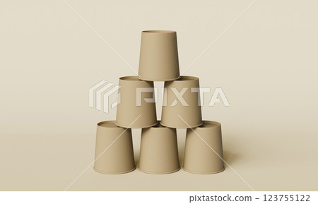 Recycle Cardboard Paper Cup Mock up. 3D Rendering 123755122