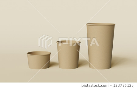 Recycle Cardboard Paper Cup Mock up. 3D Rendering 123755123