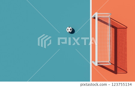 Futsal Soccer Goal and Ball. 3D Rendering Futsal Soccer Goal and Ball. 3D Rendering 123755134