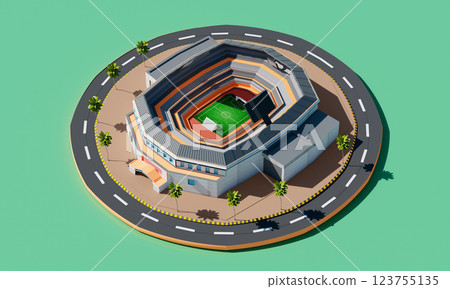Soccer Stadium Isometric on Green Background. 3d Rendering Soccer Stadium Isometric on Green Background. 3d Rendering 123755135