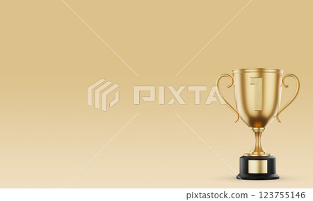 Gold Trophy Cup Background. 3D Rendering 123755146