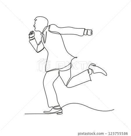 Businessman Walking Spirit Continuously Single, Vector Line Drawing. Decorative elements drawn Businessman Walking Spirit Continuously Single, Vector Line Drawing. Decorative elements drawn 123755586