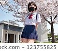 Sakura and school girls 123755825