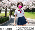 Sakura and school girls 123755826